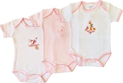 Bianco Blu Ökotex - Baby Romper - per 3 stuks - Roze - Maten: 50/56
