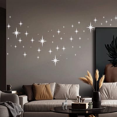 3D Spiegel Muurstickers - Decoratieve Sterren voor Woonkamer en Slaapkamer - 82 Stuks Acryl Stickers