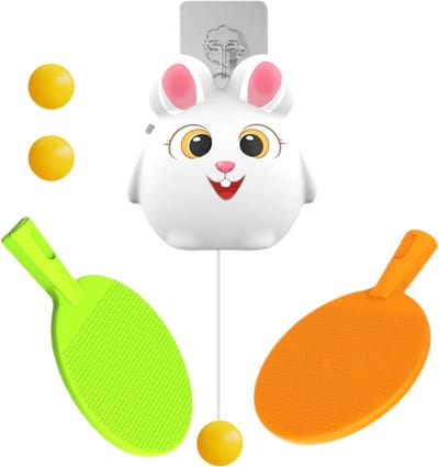 Deurpong Set - Tafeltennis Trainer - Interactief Spel - Draagbare Trainingsuitrusting - 18.2 x 12.6 x 8.4 cm - Konijn