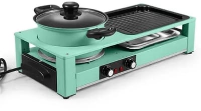 Jently 3 in 1 elektrische grill - rookloze bbq - kookplaat elektrisch - antiaanbakpan - 220V - groen