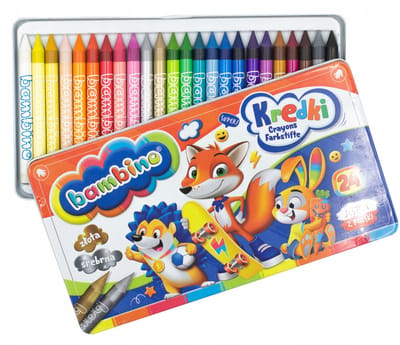 Bambino Kleurpotloden 24 Kleuren in Metalen Doos