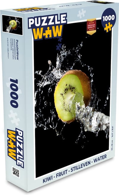 Puzzel Kiwi - Fruit - Stilleven - Water - Zwart - Legpuzzel - Puzzel 1000 stukjes volwassenen