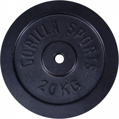 Gorilla Sports Gewichtsschijf - Halterschijf - Gietijzer Zwart - 31 mm - 20 kg