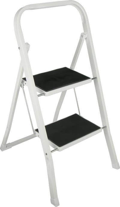 HI Inklapbare trap - wit/zwart - 81 cm - 2 treden - huishoudtrap - keukentrapje - klustrapje