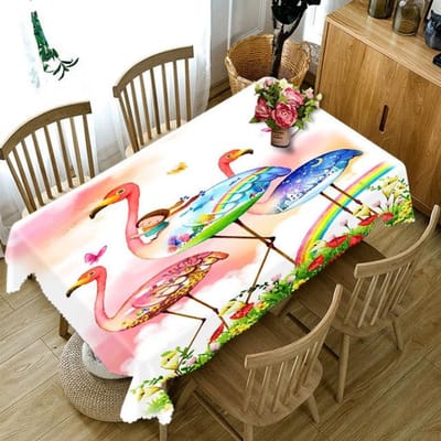 Kleurrijk Bloem- en Flamingo Tafelkleed Stofdicht Verdikt Katoen Rechthoekig Rond Tafelkleed Voor Bruiloft Picknick Feest 40 X 40CM