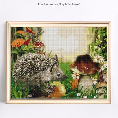 Diamant Schilderij Volledig Rond Aankomst Dieren Diamant Mozaïek Verkoop Egel Afbeelding 20X30 beige