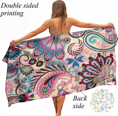 Ulticool Microvezel Handdoek - Kashmir - Badhanddoek - Strandlaken - Sneldrogend Badlaken - 160 x 80 cm - voor Reizen Gym Sauna Spa Yoga Lichtgewicht Reis Reishanddoek Microfiber - Vrouw Tiener Meisje - Roze Blauw