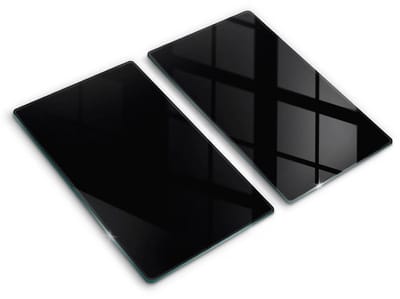Wallfluent Glazen Snijplanken - Zwart Snijplanken Glas - 2 stucks 30 cm x 52 cm - Zwart Snijplanken van Glas - Glazen Hakplank - Decoratieve Glazen Snijplank - Glazen Snijplank met Antislip