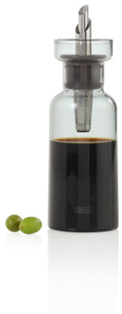 AdHoc AromaPour Olijfolie- en Azijnfles met Schenktuit – 120 ml – Glazen Oliedispenser met RVS Dop – Lekvrij & Precies Schenken – Design Keukenaccessoire