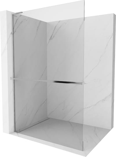 Mexen Kioto+ L douchewand met plank Walk-in 50 x 200 , transparant, chroom - 800-050-123-01-00