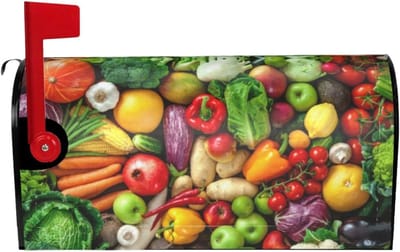 Brievenbushoezen Fruit Print - Brievenbus Decoratie - Buiten Versieren - Magnetische Bevestiging - 53 x 46 cm - Zwart