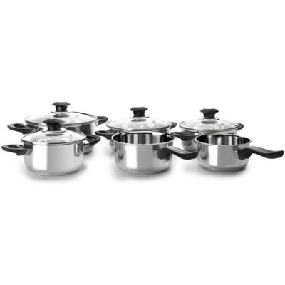 Batterie de cuisine - IBILI - Optima - Acier inoxydable - Couvercle en verre - 6 pièces