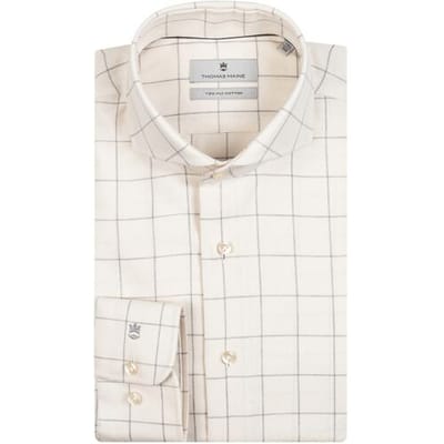 Thomas Maine Overhemd Bari Cutaway Windowpane Check Off White / male