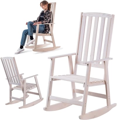 Houten schommelstoel Crenay wit