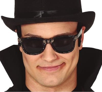 Halloween/horror verkleed bril zwart met schedels voor volwassenen - Halloween verkleed zonnebril