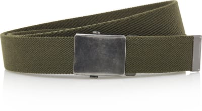 Timbelt Canvas elastische riem - groen - metalen schuifgesp - koppelriem - lengte 110 cm