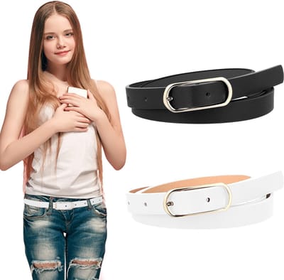 Dailygoods- Tailleriem Verstelbaar - Kinder Tailleriem - Dunne Riem - PU Lederen Riemen - Legering Pin Gesp - 105cm Lengte - Kinderriem