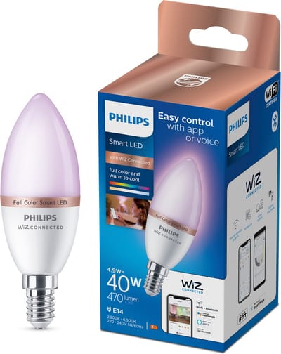 Philips Smart LED Kaarslamp - Slimme LED-Verlichting - Gekleurd en Wit Licht - E14 - 40W - Mat - Wi-Fi