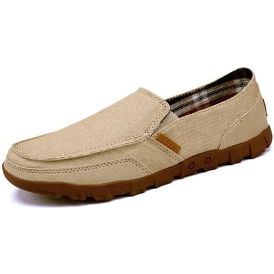 Schoenen met één pedaal Lente Mode Heren Canvas Schoenen Grote Maat Luie Schoenen Oude Peking Stoffen Schoenen 48 kaki