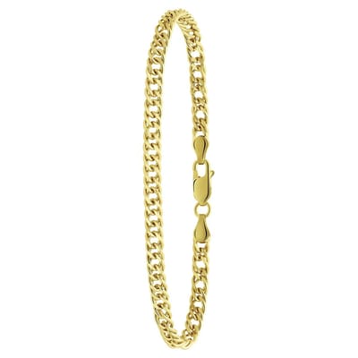 Lucardi Heren Gerecycled zilveren goldplated herenarmband dubbele gourmet - Armband - 925 Zilver - Goudkleurig - 19 cm