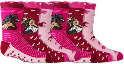 Kindersokken | Antislip zool | Badstof gevoerd | Thema: Paard | Maat: Diverse maten | 6 paar