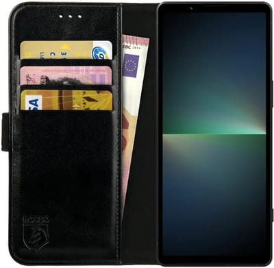 Rosso Element Book Case Wallet Hoesje Geschikt voor Sony Xperia 5 V | Portemonnee | 3 Pasjes | Magneetsluiting | Stand Functie | Zwart