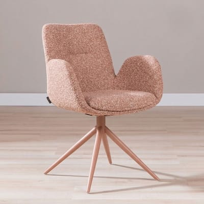 Bronx71® Eetkamerstoel Alex draaibaar bouclé terracotta - stoel
