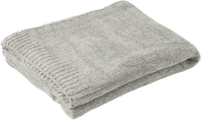 J-Line deken Chenille - polyester - grijs