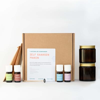 Zelf kaarsen maken set | 100% natuurlijke geurkaarsen maken met etherische olie | kaarsen maken voor volwassenen | koolzaadwas | 2x120 ML | eucalyptus + lavendel en lemongrass + cederhout
