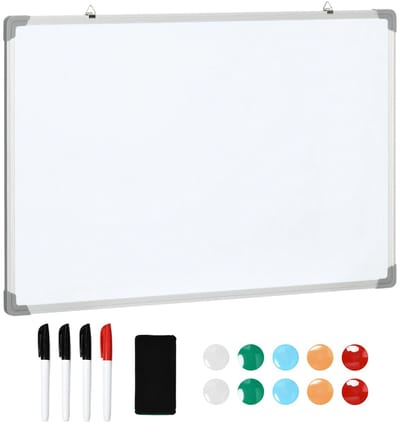 ITRONIQ Magnetisch Whiteboard 60x90 CM - Droog Uitwisbaar White Board - Inclusief Accesoires - Horizontaal en Verticaal - Wit