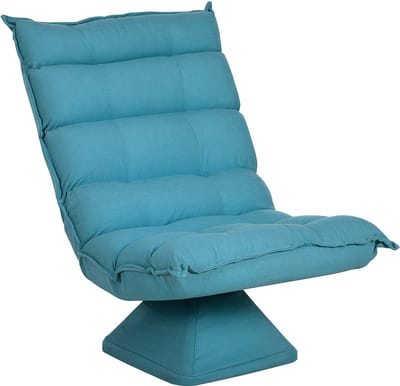 Blauwe vloerstoel - Meditatiestoel voor woonkamer - 360° draaibaar - Stalen frame - Blauw/62x70x95cm