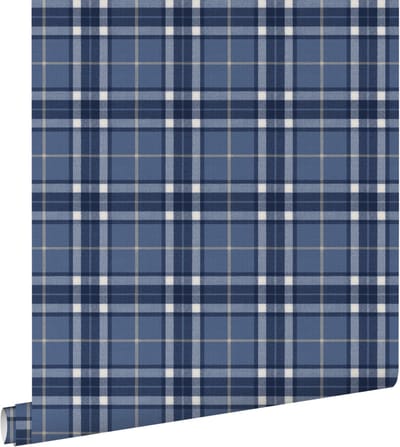 ESTAhome behang ruiten donkerblauw - 50 x 900 cm - 132030