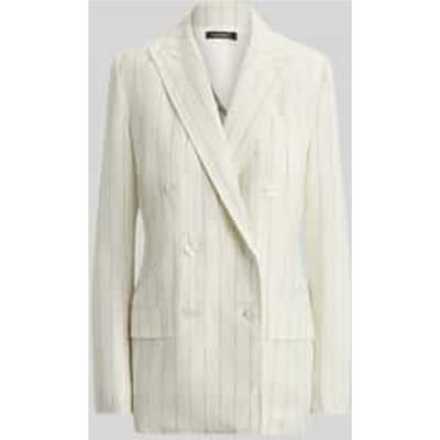 Longblazer van puur linnen met dubbele knoopsluiting