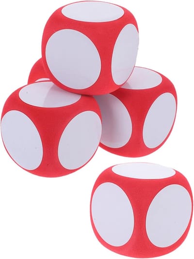 Grote Foam Dobbelstenen - Beschrijfbare Dobbelstenen - DIY Spel Maken - Afgeronde Hoeken - 6x6x6 cm - Rood