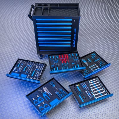 Datona® Gevulde gereedschapswagen 8 lades – 5 lades gevuld – 169-delige gereedschapsset - Zwart
