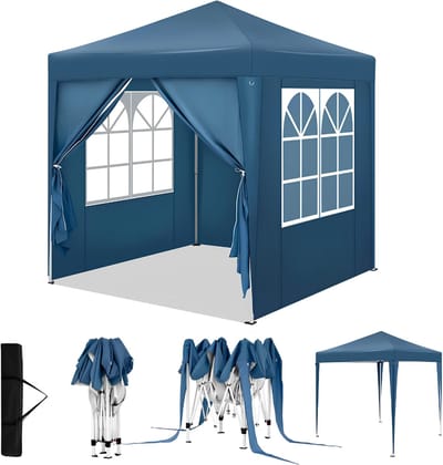 JCP® Partytent - 4 Zijwanden - Partytent Opvouwbaar - Partytent 3x4 - Blauw - 200cm x 200cm x 240cm