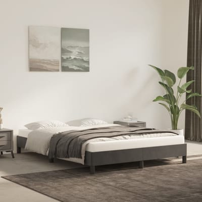 vidaXL - Bedframe - zonder - matras - 140x200 - cm - fluweel - donkergrijs