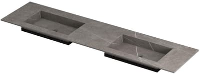 INK Post Wastafel Keramische Slab Envelop Bak Dubbel Zonder Kraangaten - 1800x450x10 mm - Armani Grey Mat
