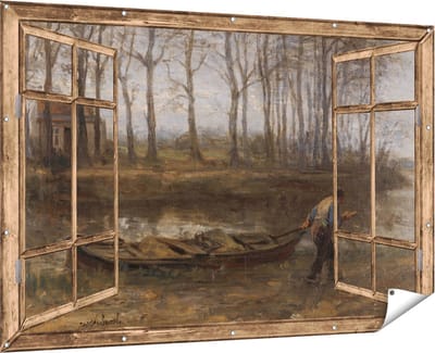 Gards Tuinposter Doorkijk De Zandschipper - Jozef Israëls - 180x120 cm - Tuindoek - Tuindecoratie - Wanddecoratie buiten - Tuinschilderij