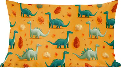 Sierkussens - Kussentjes Woonkamer - 60x40 cm - Dinosaurussen - Stekels - Herfstbladeren - Bruin