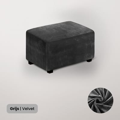 BankhoesDiscounter Velvet Hocker Hoes – Hocker Poef – Stretch – Poef Hoes – Hoekbank Met Hocker – Hoes Voor Poef – Maat L – Grijs