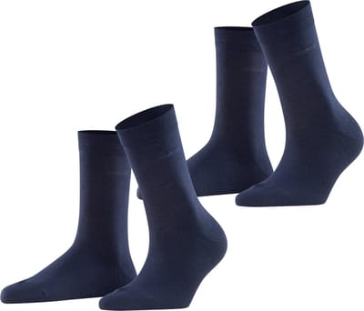 Esprit Basic Easy 2-Pack drukvrije comfort tailleband katoen multipack sokken dames blauw - maat 35-38