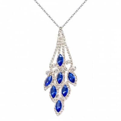 Ketting- Blauw- strass- zilverplating - Charme Bijoux
