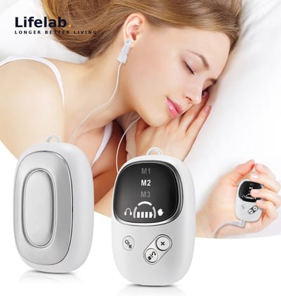 Lifelab Slaaptrainer Slaaphulp - CES Slaaphulpmiddel tegen Onrust, Stress & Slapeloosheid - Medicijnvrij - 3 Standen + Oorclips - Beter slapen, inslapen - Slapeloosheid - Insomnia - Slaap verbetering