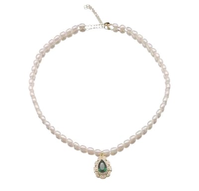 N3 Collecties Natuurlijke Parels Emerald Waterdruppels Zirkoon Vrouwen Ketting