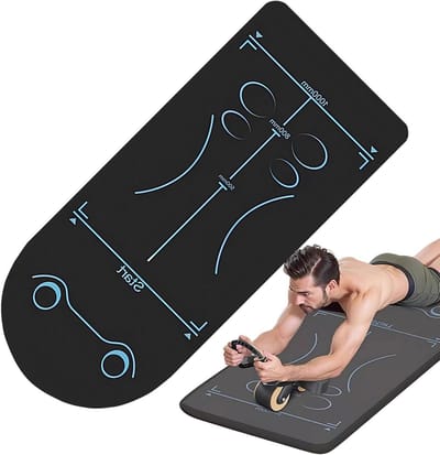 Ab Roller Mat - Buikwiel Vloerbeschermer - Core Workouts Verbeteren - Anti-slip Technologie - 175 x 59 cm - Zwart