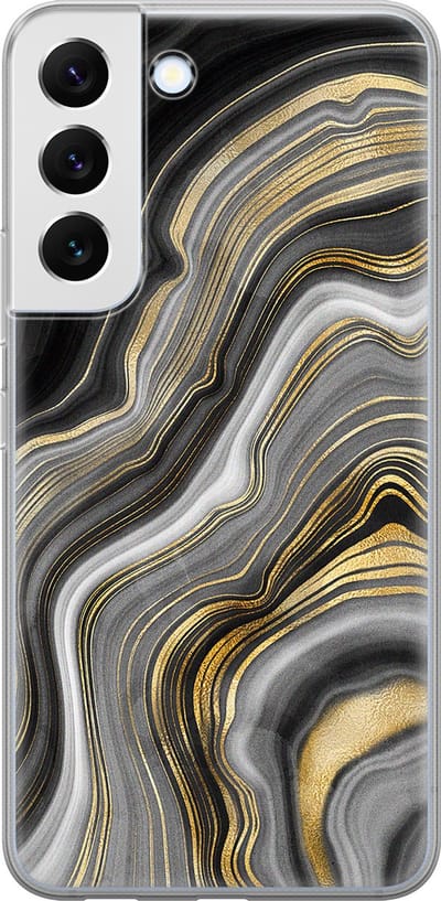 Leuke Telefoonhoesjes - Hoesje geschikt voor Samsung Galaxy S22+ - Marble agate - Soft case - TPU - Print / Illustratie - Goud