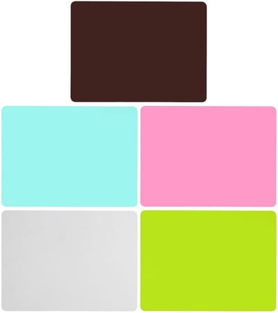 Dailygoods - kleurrijke siliconen matten - knutselmatten - flexibel en duurzaam - 5 stuks - kinderschildermatten - ideaal voor creativiteit - verschil...