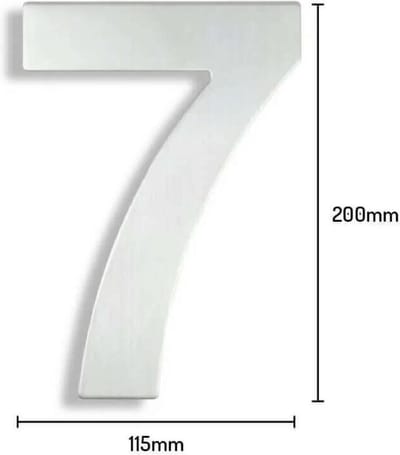 Huisnummer RVS nr. 7 - Huisnummer RVS 20 cm - Modern RVS Huisnummer - RVS Huisnummer 7