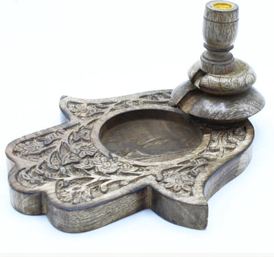 Großer Mango Holz Räuchergefäß - Hamsa 2. Stuks